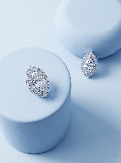 Marquise Halo Studs
