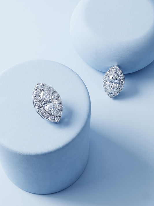 Marquise Halo Studs