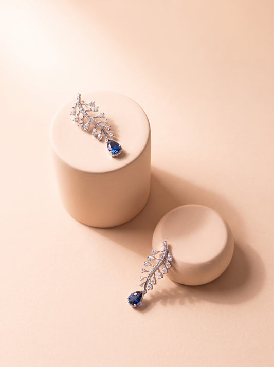 Sapphire Leaf Drop Earring