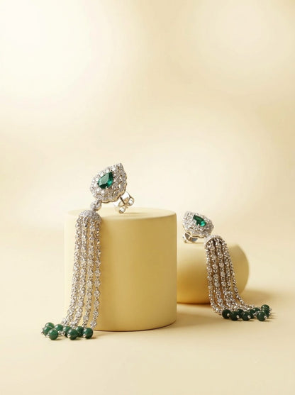 Emerald Tassel Earrings