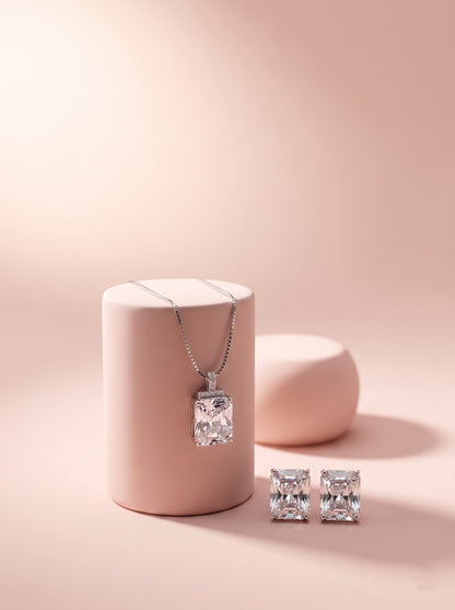 Radiant Cut Pendant Set