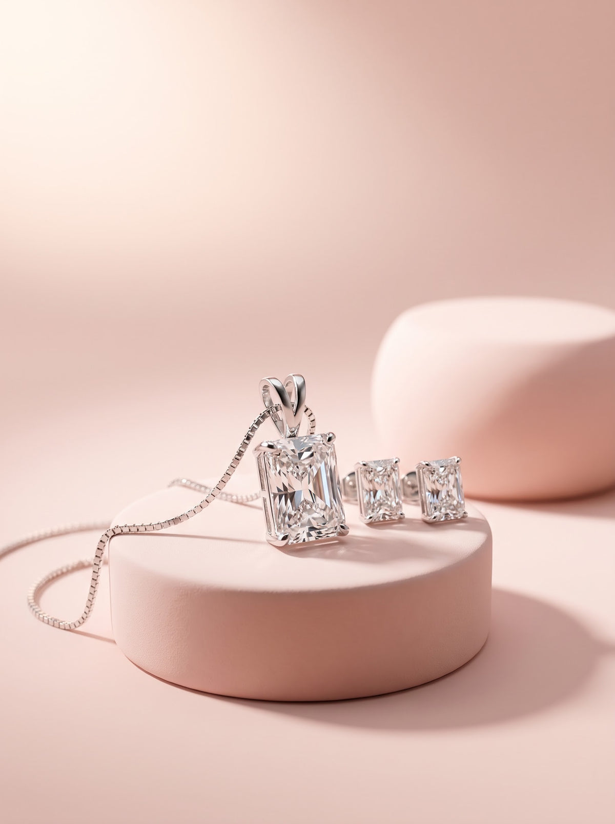 Radiant Cut Pendant Set