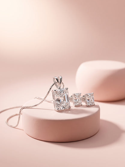 Radiant Cut Pendant Set