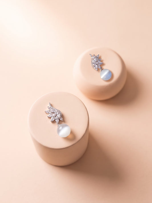 Plume Pearl Drop Earrings
