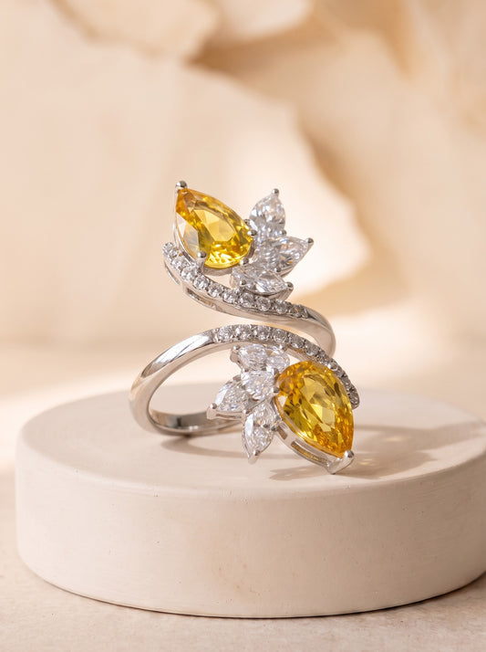 Yellow Pear Bypass Ring