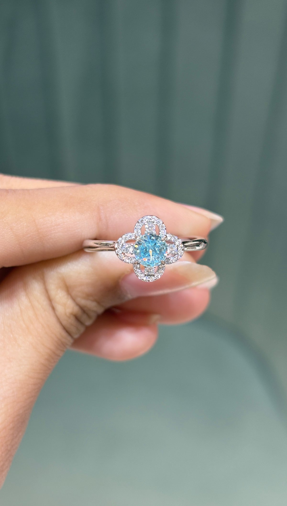 Aqua Clover Ring
