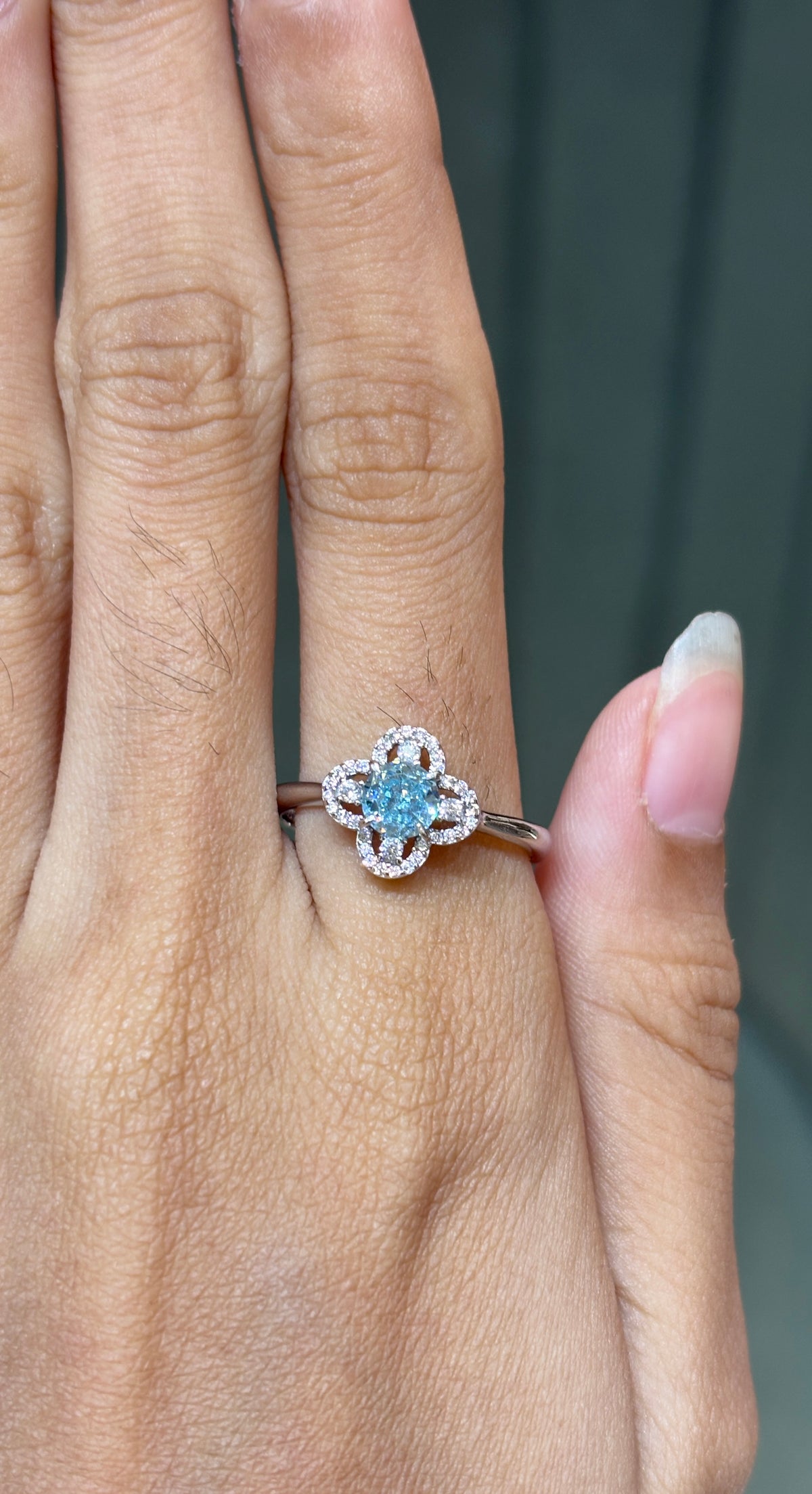 Aqua Clover Ring