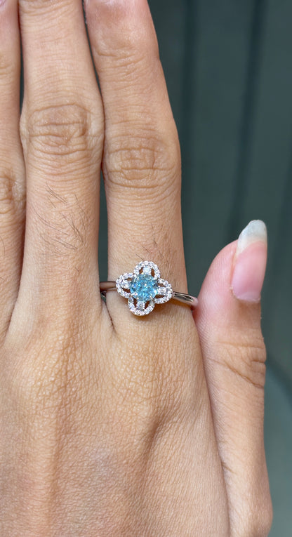 Aqua Clover Ring