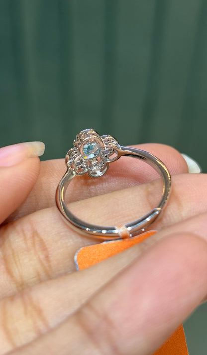 Aqua Clover Ring
