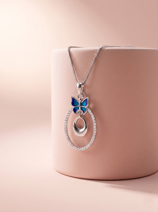 Blue Butterfly Pendant Set