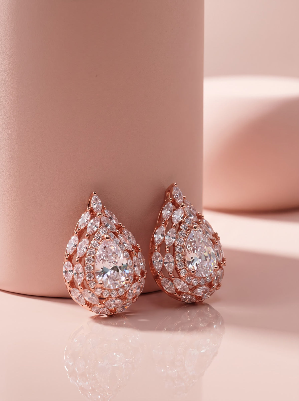 Rose Gold Teardrop Pendant Set