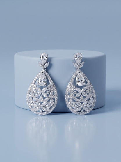 Sparkling Floral Teardrop pendat set