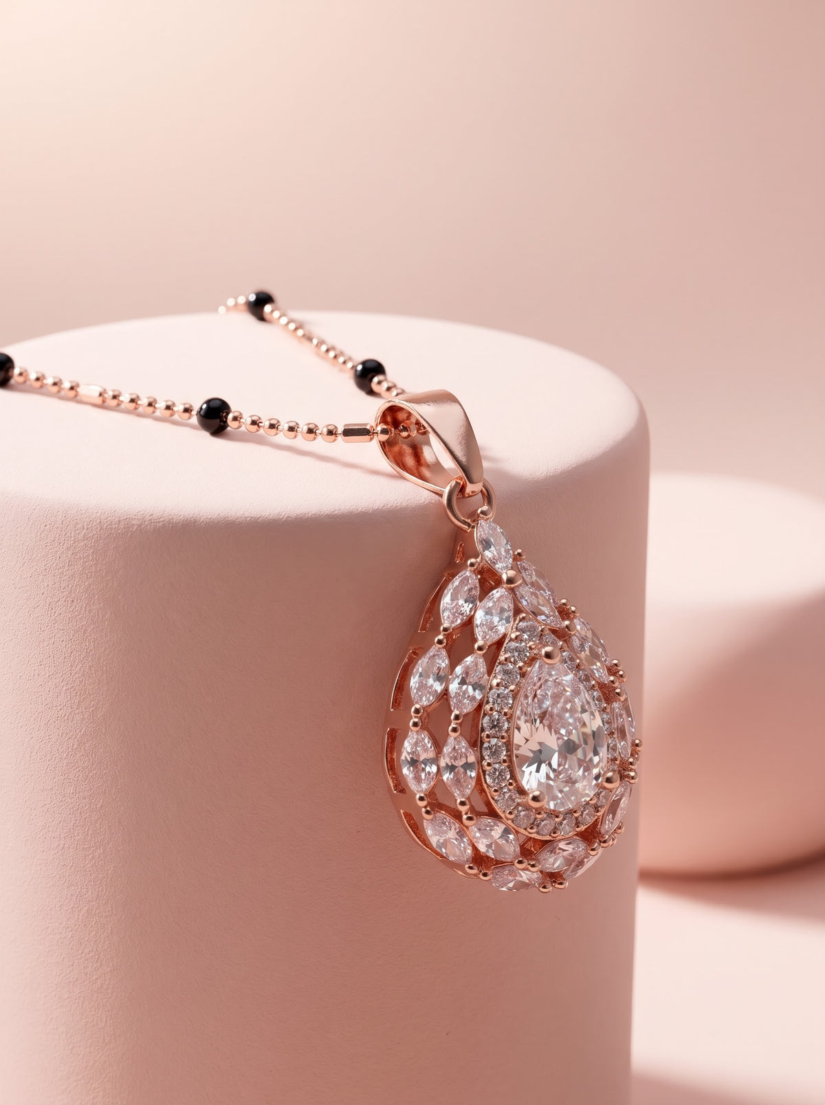 Rose Gold Teardrop Pendant Set