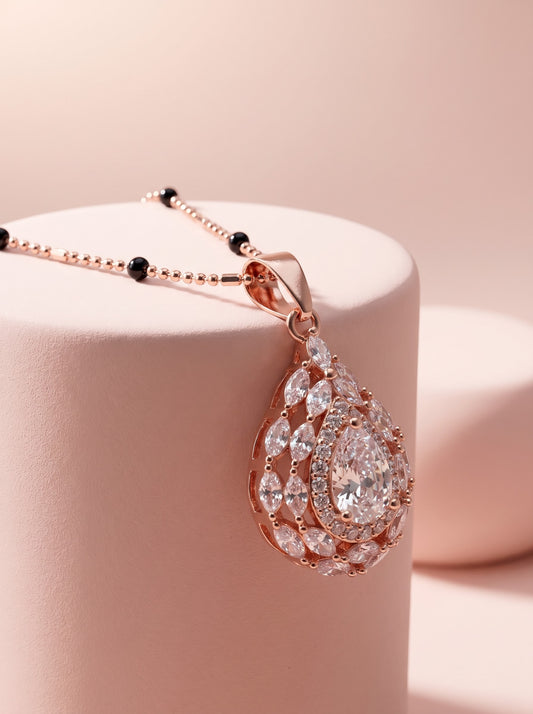 Rose Gold Teardrop Pendant Set