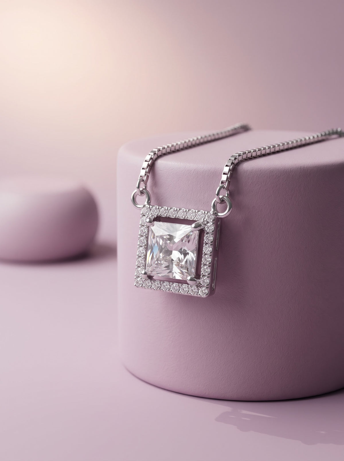 Floating Square Pave Pendat set