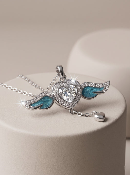 Angel Wing Heart Pendant Chain