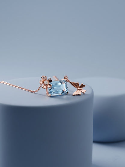 Aqua Square Pendant Chain