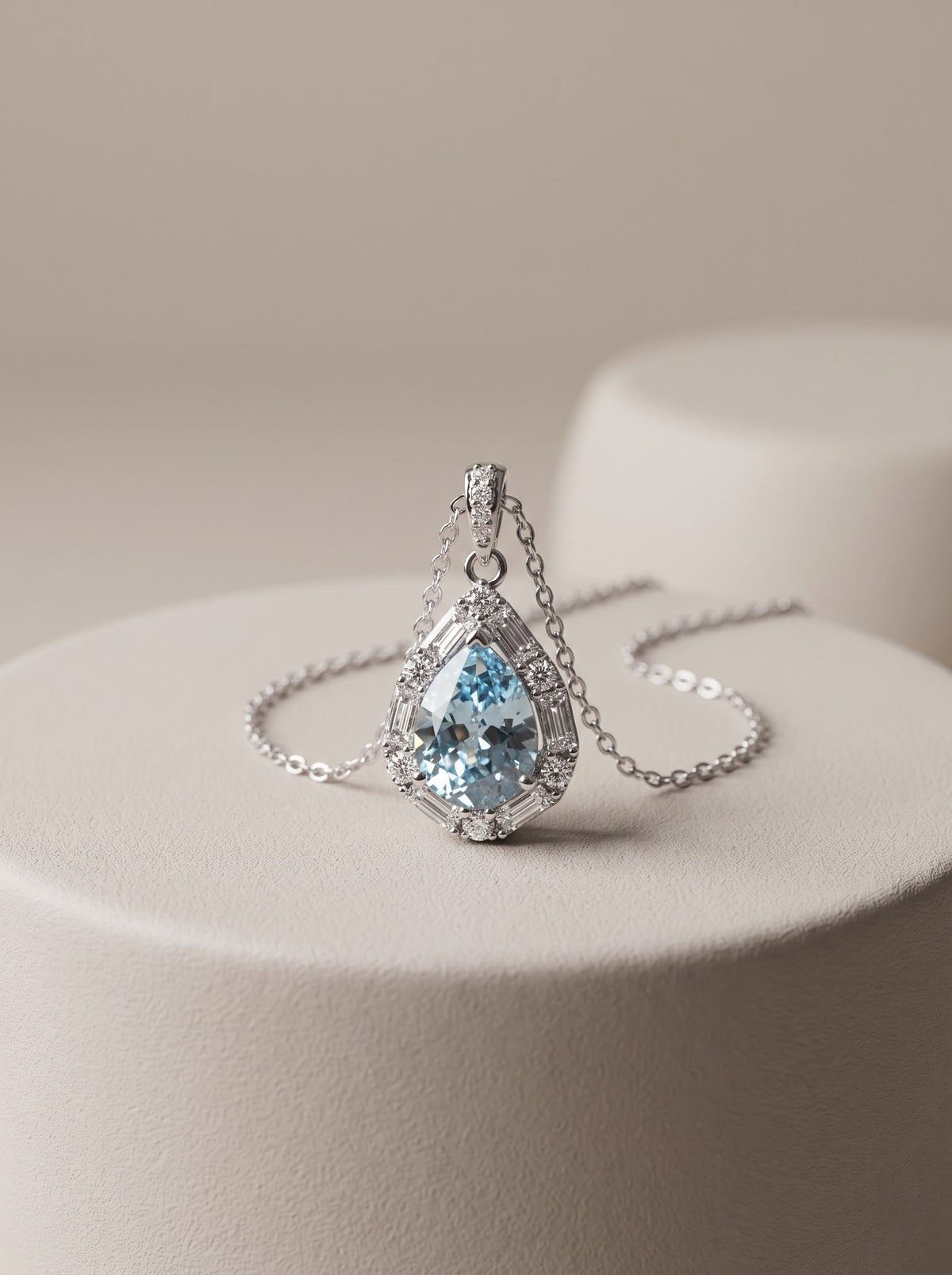 Aqua Teardrop Pendant Chain