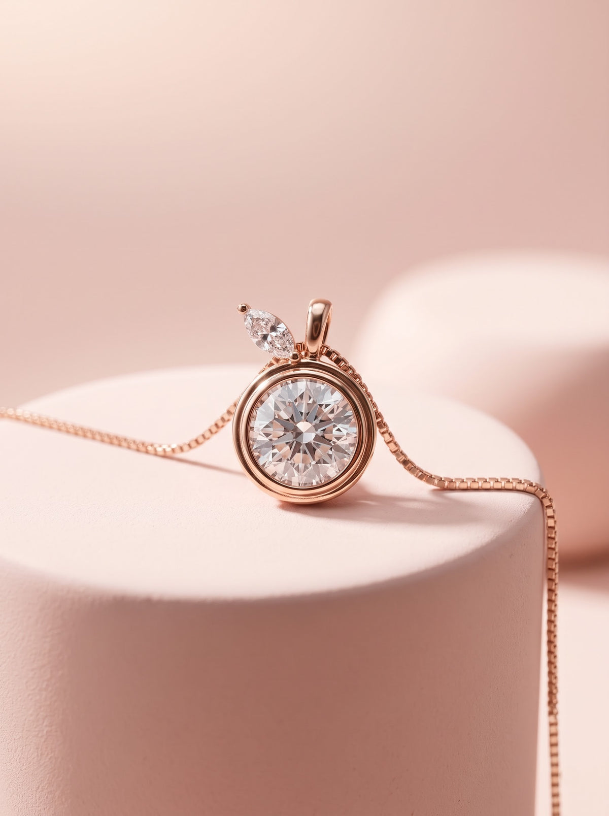 Milgrain Solitaire Pendant Chain