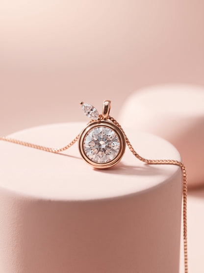 Milgrain Solitaire Pendant Chain