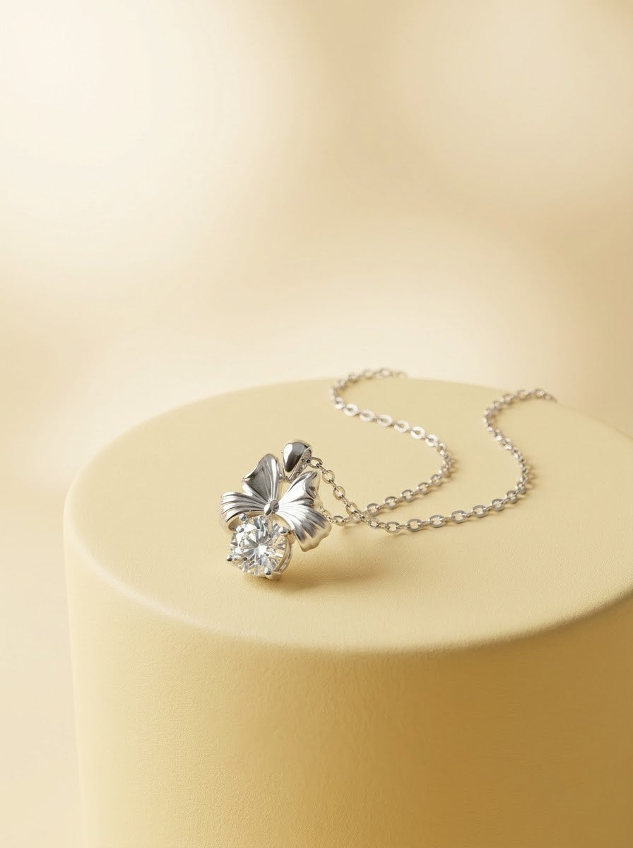 Ribbon Solitaire Pendant Chain