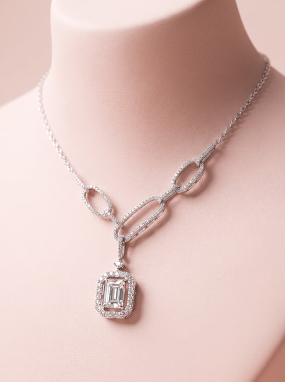 Emerald Link Pendant Necklace