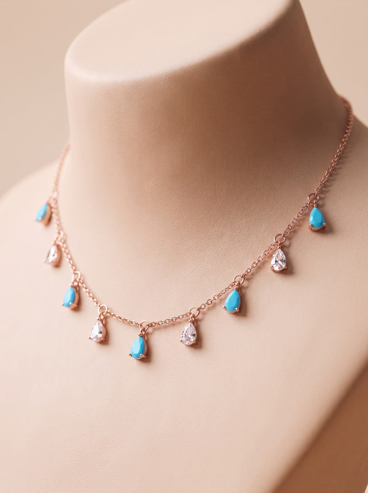 Turquoise Drop Fringe Necklace