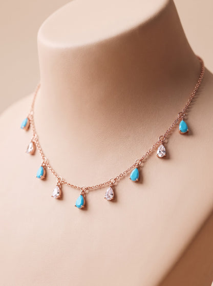 Turquoise Drop Fringe Necklace