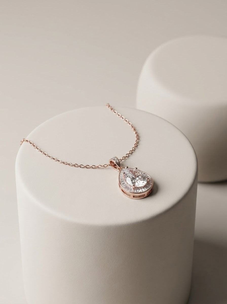 Rosé Teardrop Pendant Chain
