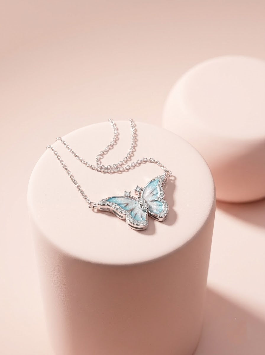 Azure Wing Butterfly Pendant Chain