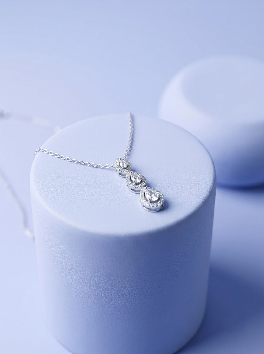 Three-Stone Halo Pendant