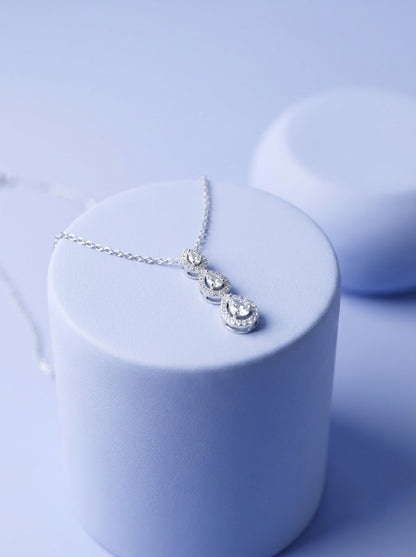 Three-Stone Halo Pendant