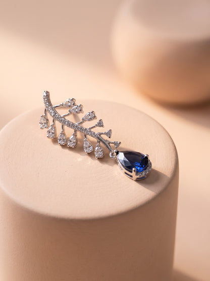 Sapphire Leaf Drop Earring