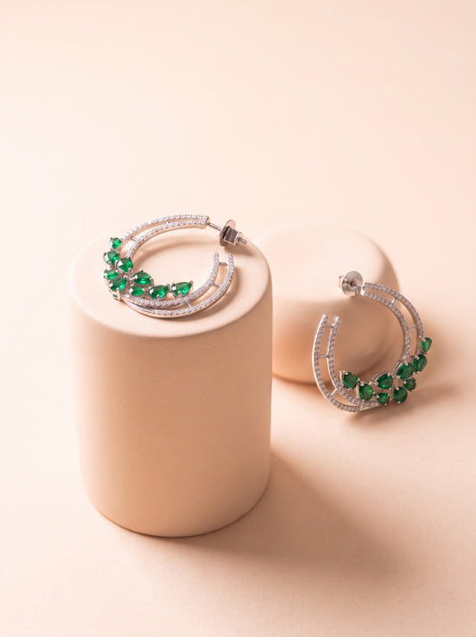 Emerald Crescent Hoops