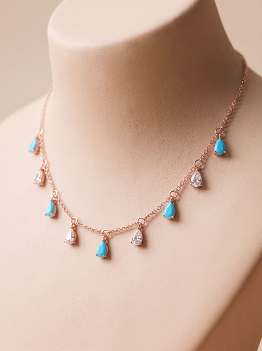 Turquoise Drop Fringe Necklace