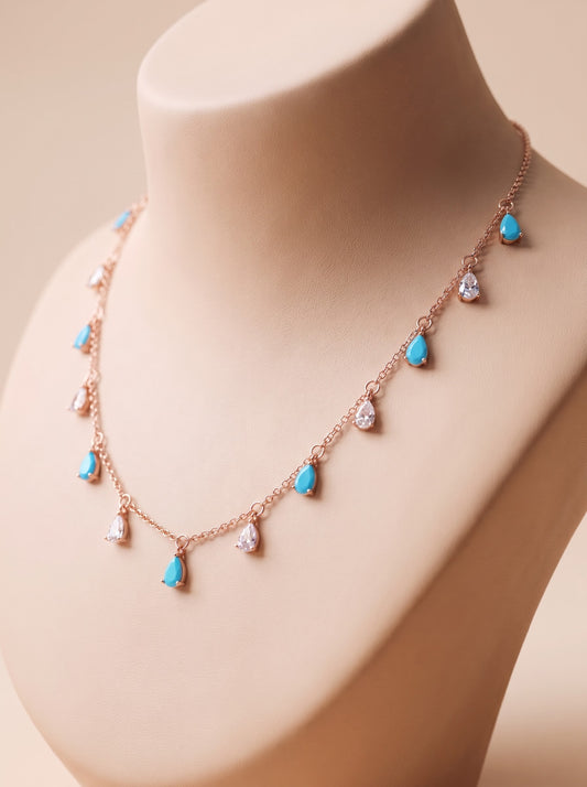 Turquoise Drop Fringe Necklace