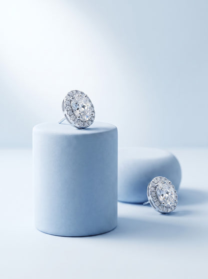 Oval Halo Studs
