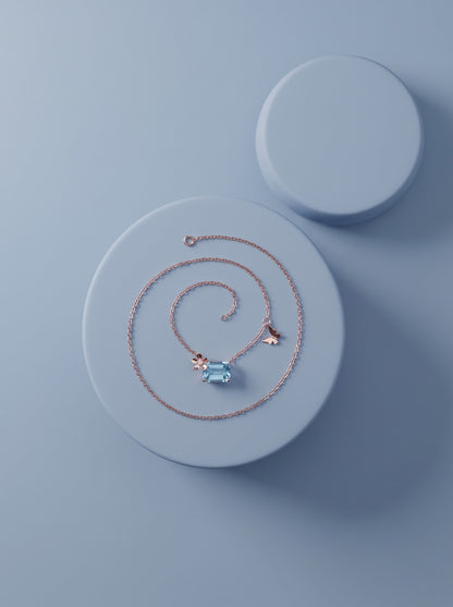 Aqua Square Pendant Chain