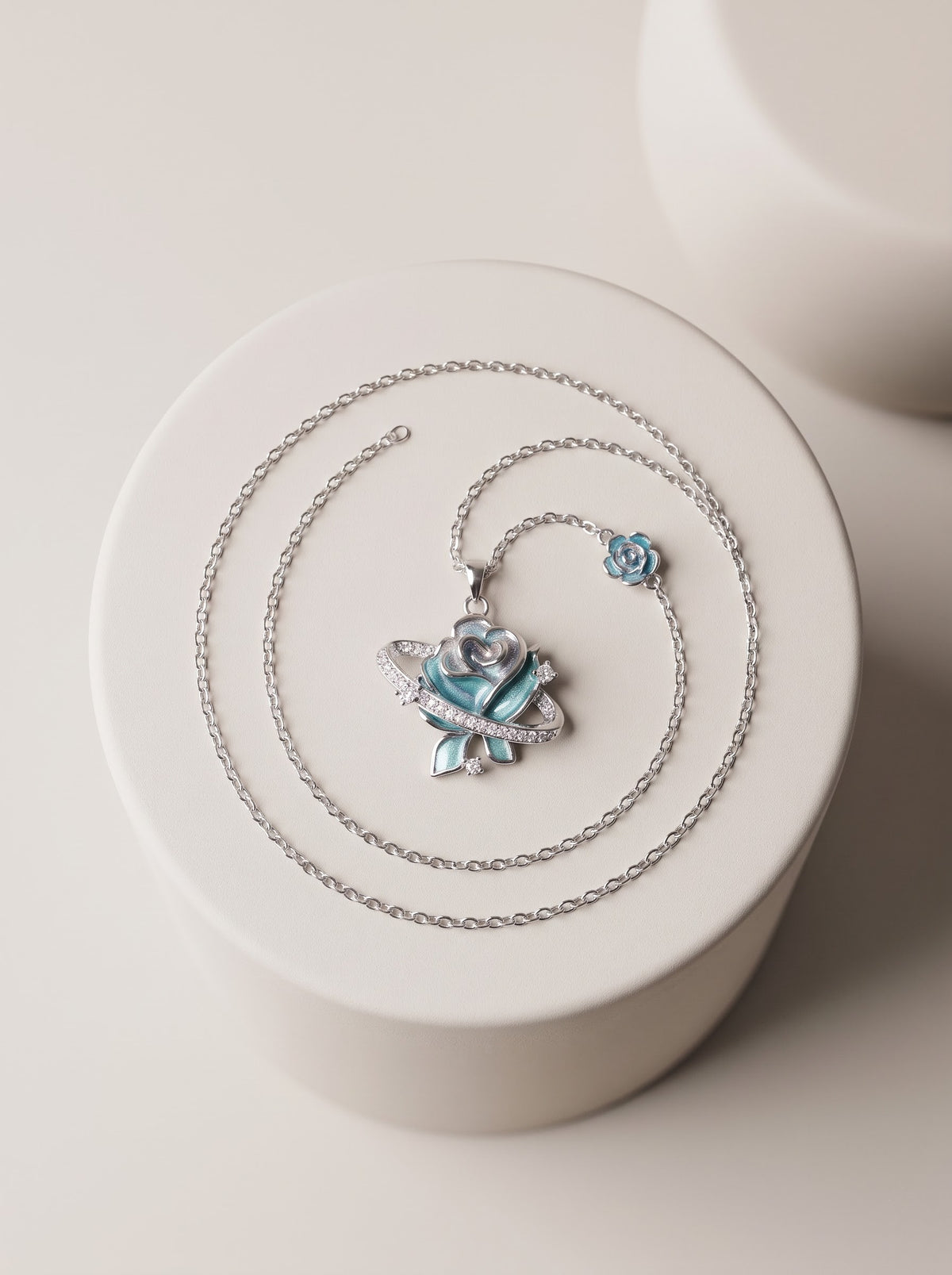 Blue Rose Pendant Chain