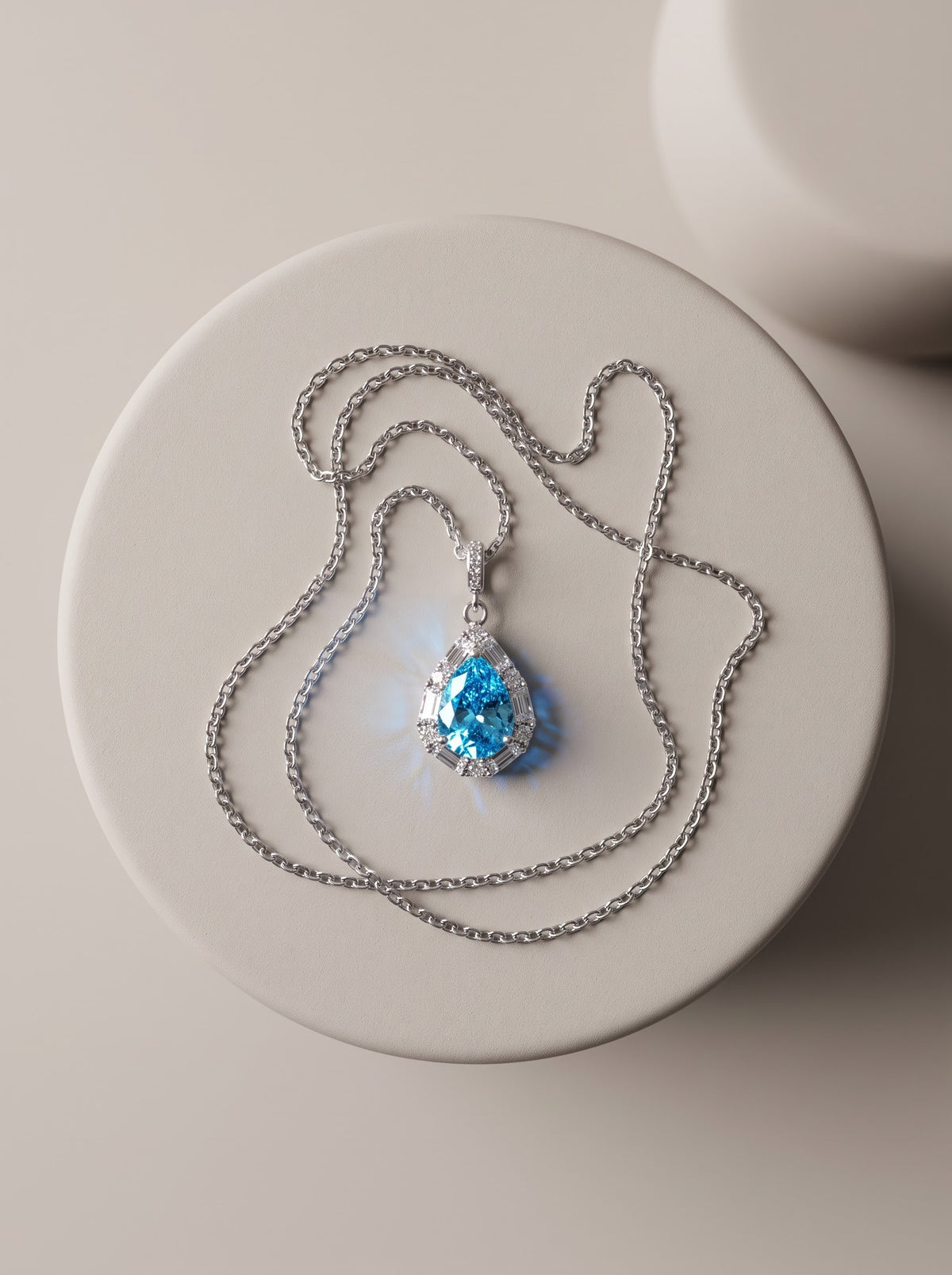 Aqua Teardrop Pendant Chain