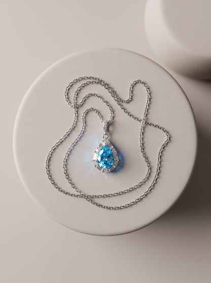 Aqua Teardrop Pendant Chain