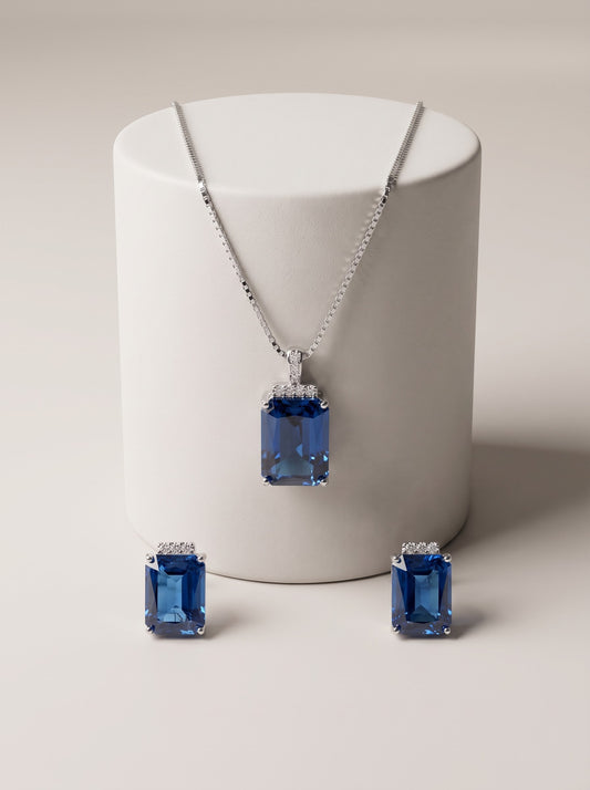 Blue Crystal Pendent set