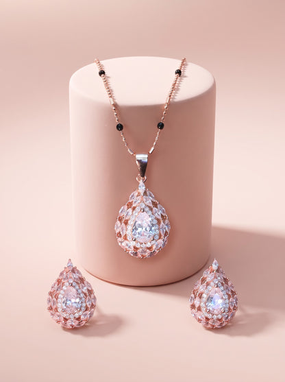 Rose Gold Teardrop Pendant Set