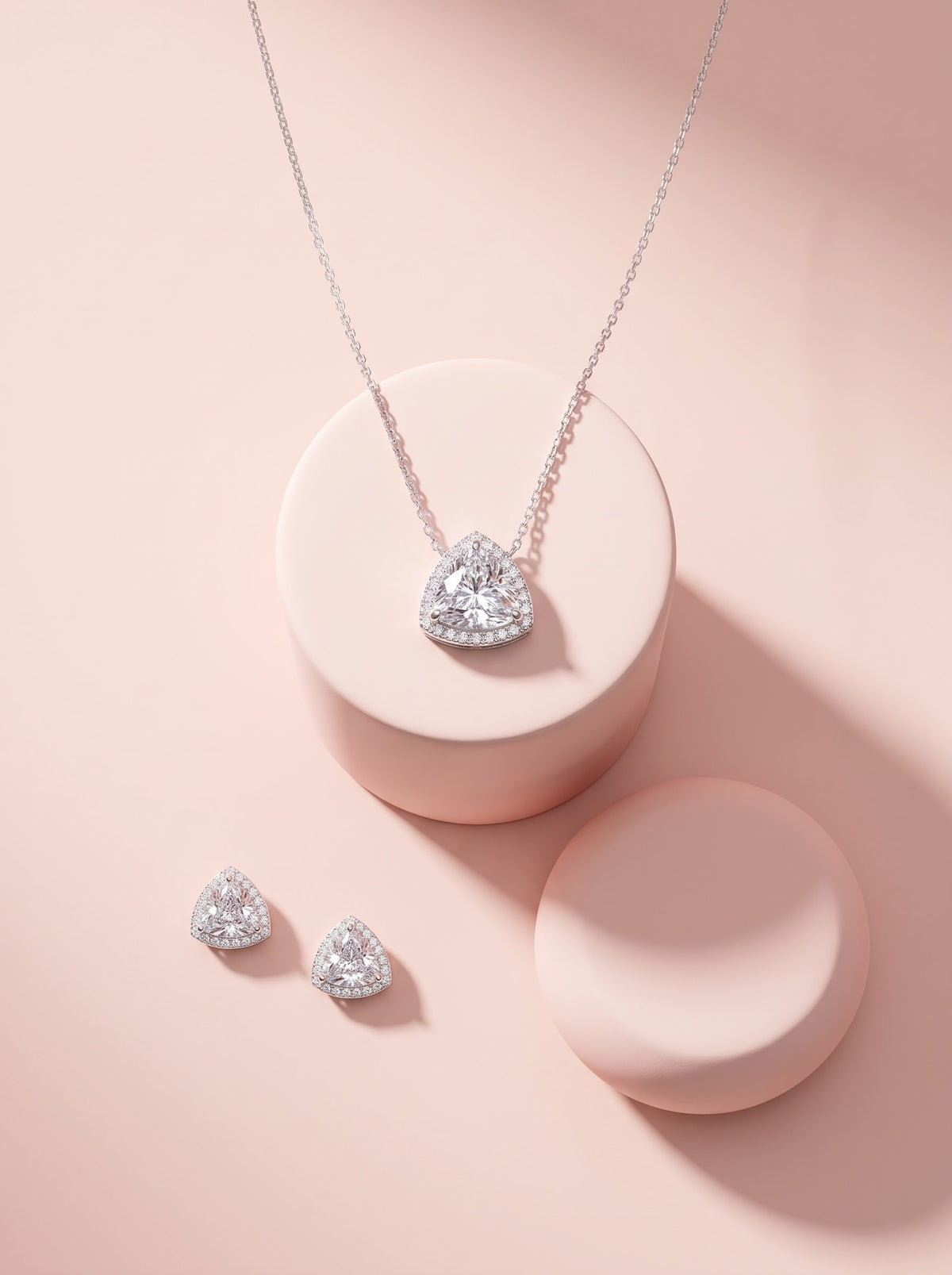 Trillion Halo Pendant Set