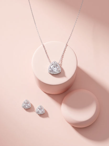 Trillion Halo Pendant Set