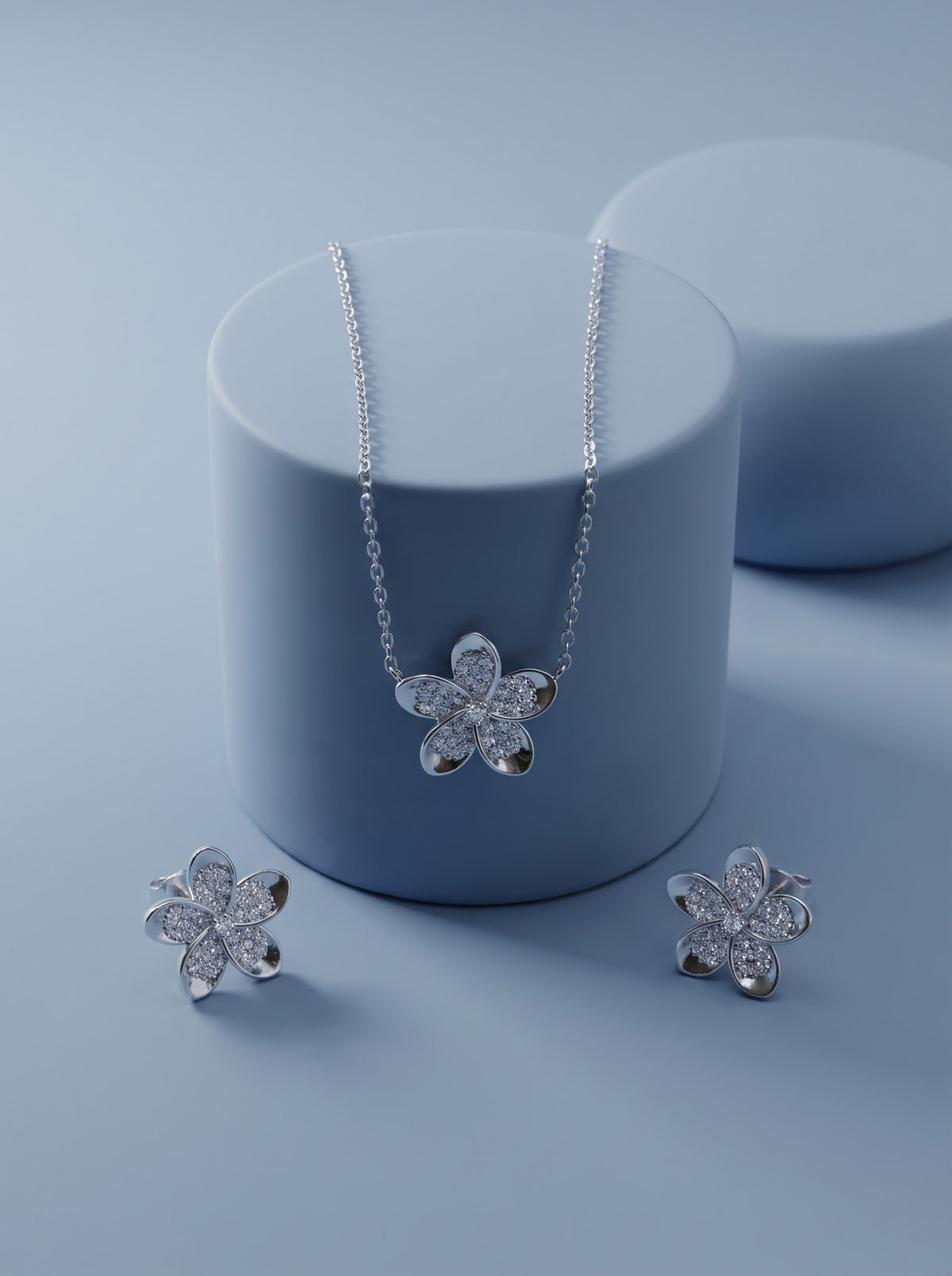 Diamond Flower Pendant Set