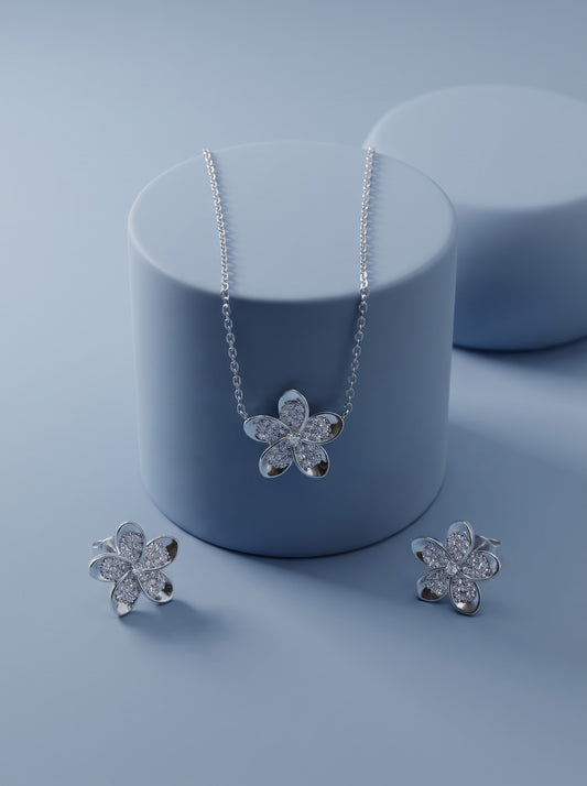 Diamond Flower Pendant Set