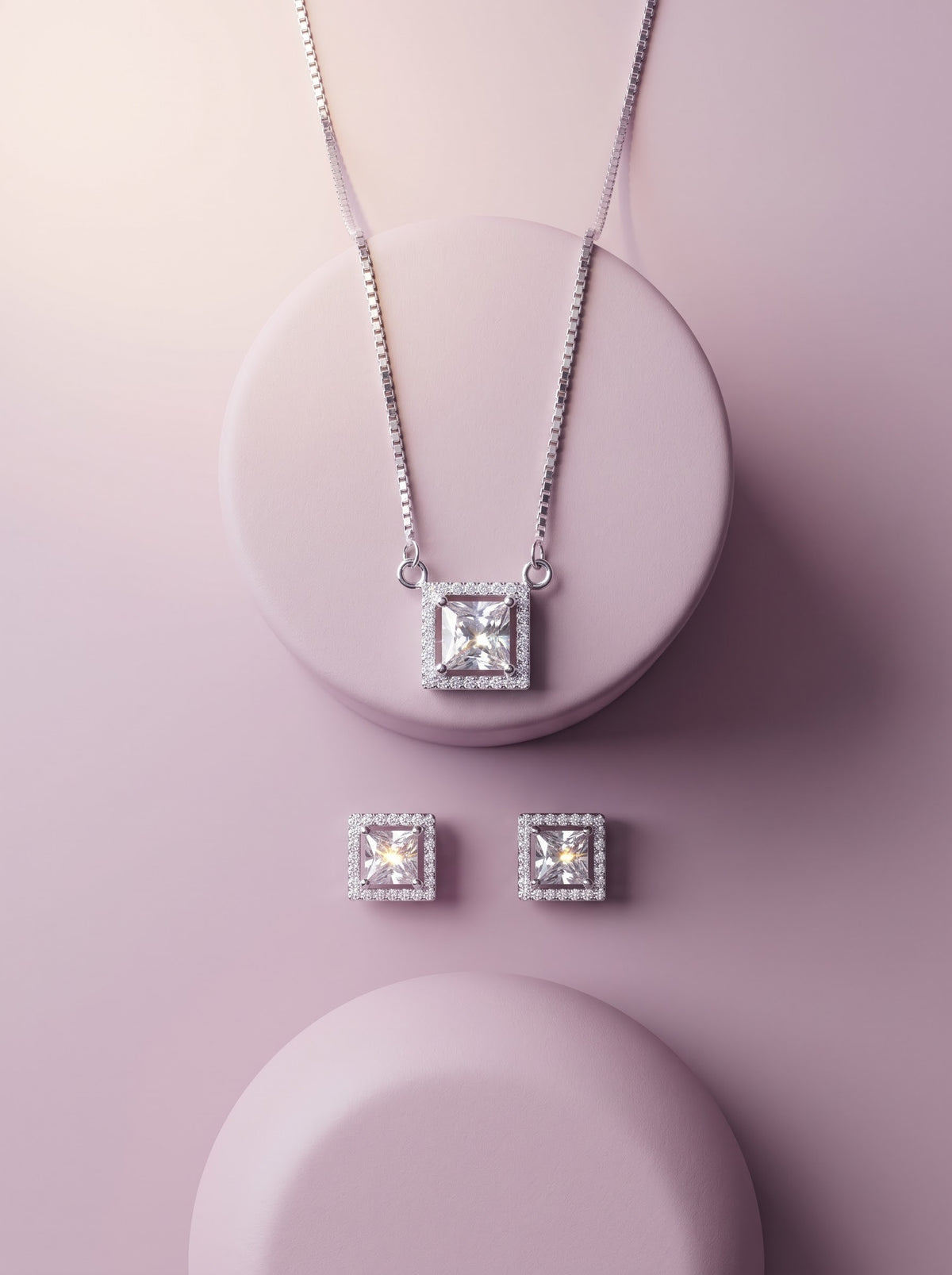 Floating Square Pave Pendat set