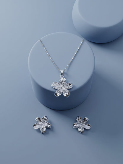 Diamond Flower Pendant Set