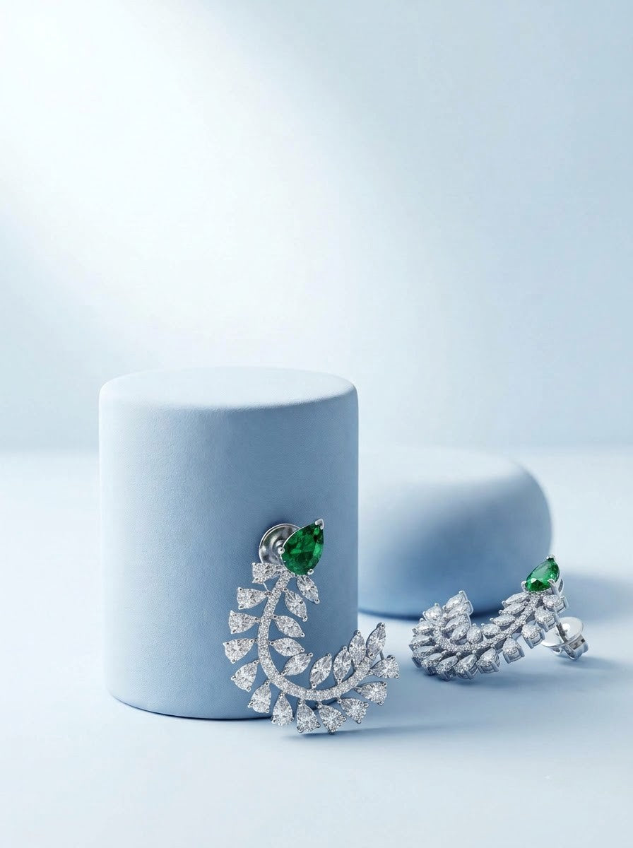 Emerald Feather C-Hoops